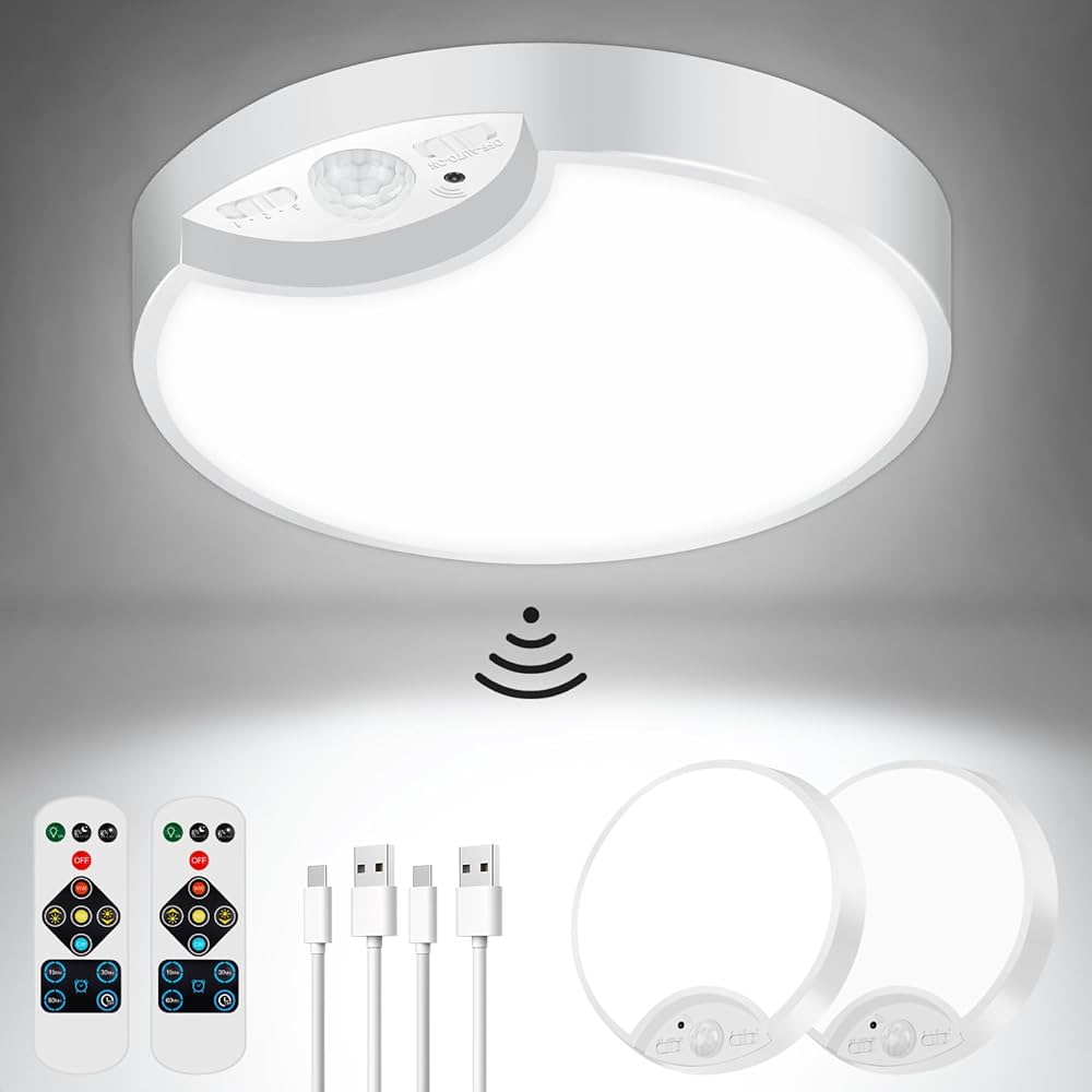さばみそ｜Olika LED CEILING LIGHT 2 2-Pack Rechargeable Battery Operated Motion Sensor Ceiling